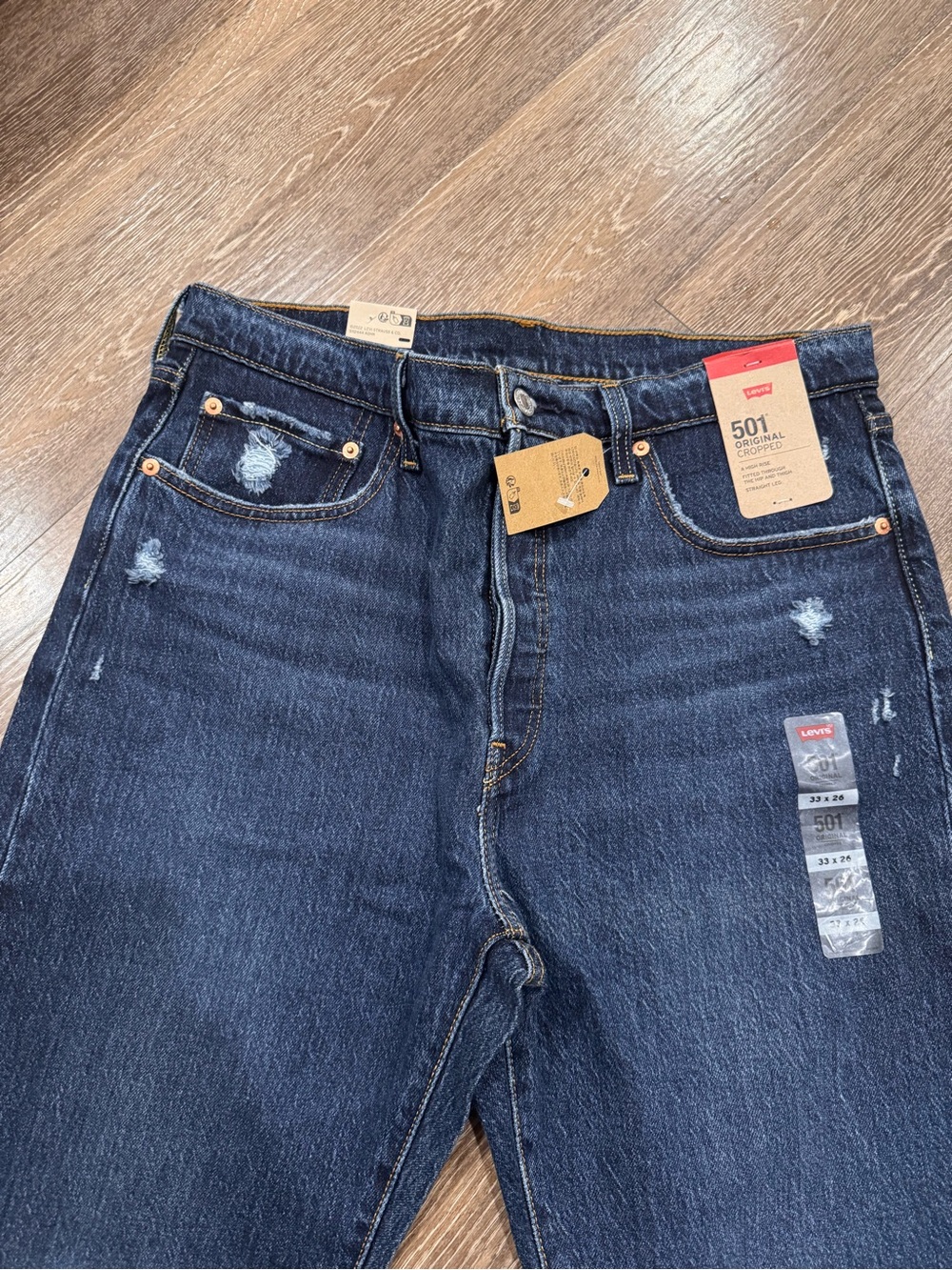 Levi's 501 Cropped Dark Indigo Denim Jeans - Picture 4 of 7